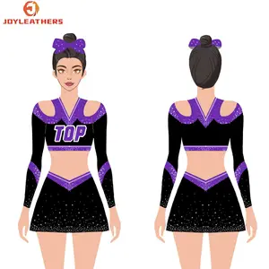 Nouveautés Uniforme de pom-pom girl pour adolescente Costumes avec strass