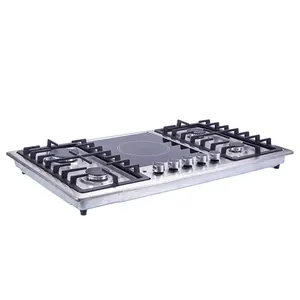 New Arrival Portable Gas Stove Cooker 5 Burner Temperature Glass 4 Gas 1 Electric Built-in induction cooker Gas Cooktops