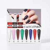 Vernis à ongles gel craquelé végétalien à base d'eau, 8 couleurs, en bouteille, pour salon de manucure, vente en gros OEM/ODM, séchage UV/LED, à retirer par trempage