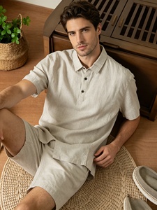 Camisa <span class=keywords><strong>de</strong></span> Lino y Algodón para <span class=keywords><strong>Hombre</strong></span> con Logotipo Personalizado <span class=keywords><strong>de</strong></span> Marca Privada, MOQ 20, ODM, OEM, Muestra Rápida, Transpirable, Manga Corta, <span class=keywords><strong>Ropa</strong></span> <span class=keywords><strong>de</strong></span> Verano a la <span class=keywords><strong>Moda</strong></span> - Product Image 2