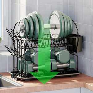 Hot New Double Tier Large Capacity Over Sink <b>Dish</b> Drying Rack Utensil Holder Detachable Kitchen Drain Board Made Stainless Steel - Product Image 5