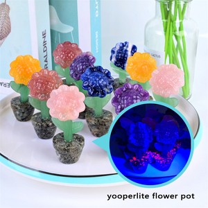 Novedad, Plantas en Maceta Talladas a Mano con Piedras Preciosas, Girasol de Cristal Curativo para Regalo - Product Image 3