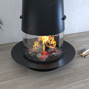 Cheminée conique suspendue sur mesure, poêle contemporain avec bouclier en verre rond - Product Image 2
