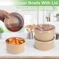 Boîtes à emporter jetables pour aliments, emballage alimentaire imperméable, grands bols en papier kraft avec couvercles, contenants à emporter, design gaufré
