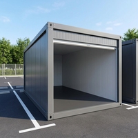 Garage préfabriqué en conteneur plat à faible MOQ, abri de voiture métallique couleur personnalisée avec design moderne pour le stationnement des petites entreprises