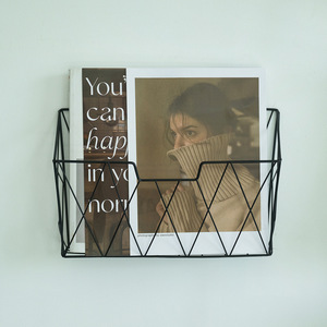 Wall Mounted Magazine Rack Wrought Iron Minimalist Design Rectangular Shape Durable Home Office Storage <b>Shelf</b> - Product Image 4