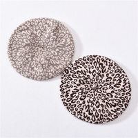 Boina con estampado de leopardo para mujer, gorro de Cachemira de lana cálida de alta calidad, venta al por mayor