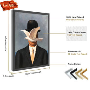 UNIART puro dadaismo fatto a mano moderna pittura a olio in acrilico opera d'arte colomba bianca e uomo vestito dipinto a mano pittura a olio verticale - Product Image 3