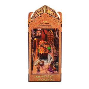 Y-TOP tự làm cuốn sách Nook Kit handmade <span class=keywords><strong>3D</strong></span> câu đố bằng gỗ Kệ Sách đồ chơi giáo dục với ánh sáng LED thu nhỏ Nhà búp bê - Product Image 6