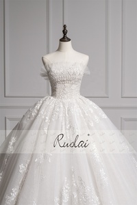 Ruolai ZW05100 magnifique <span class=keywords><strong>robe</strong></span> <span class=keywords><strong>de</strong></span> bal en dentelle sans bretelles appliques <span class=keywords><strong>robe</strong></span> <span class=keywords><strong>de</strong></span> <span class=keywords><strong>mariée</strong></span> à lacets - Product Image 2
