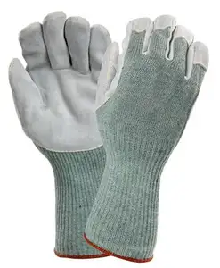 HTR长袖口手指环绕防锈工业安全工作防护手套，带皮革手指包裹