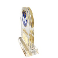 Plaque d'acrylique personnalisée en forme d'arche, trophée avec emblème et plaque métalliques, souvenir militaire de la marine, récompense en acrylique pour cérémonie d'anniversaire