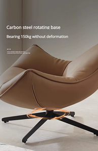 Sillón Individual de Cuero con Diseño Moderno y Rotación de 360 Grados, Cómodo Sillón Reclinable para Sala de Estar, Hotel, Apartamento, Ocio - Product Image 6
