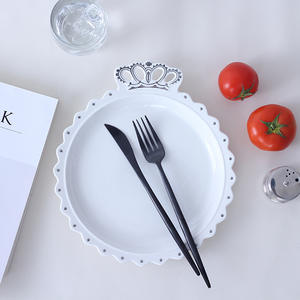 SYL 10 pulgadas Glod Crown plato de cerámica platos de porcelana plato de cena de alta calidad vajilla decorativa - Product Image 2