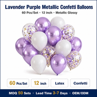 60 ballons de confettis en métal argenté, blancs et violets nacrés de 12 pouces, pour décoration de mariage, de remise de diplôme et de fête d'anniversaire