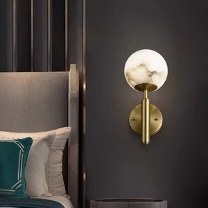 Lámpara de pared minimalista con pantalla de mármol, fuente de luz LED, base de bombilla E27 para dormitorio, sala de estar, pasillo, escalera - Product Image 3