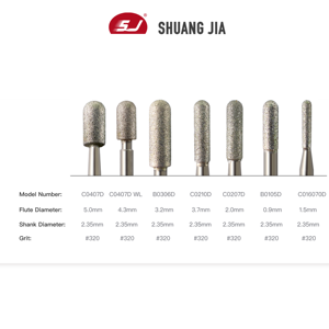 Đầu mài móng kim cương SHUANGJIA hình trụ tròn, mọi kích cỡ, mài mịn vùng biểu bì - Product Image 2