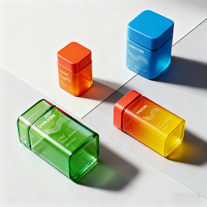 Lüks boş cam gıda tozu sağlık hap takviyesi şişe ambalajlama kare <span class=keywords><strong>c</strong></span> vitamini Serum kapsül hap şişeleri - Product Image 1