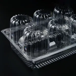 Tek kullanımlık plastik PET Blister kutu 6 kaviteler Cupcake tatlı kapaklı konteyner