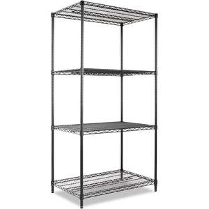 Kit de démarrage d'étagères métalliques industrielles robustes Alera ALE à 4 niveaux, 36 po x 24 po x 72 po, noir, rayonnage sélectif pour garages - Product Image 2