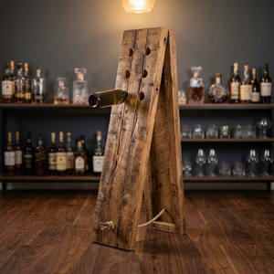 Porte-bouteilles en bois vintage, support de rangement rustique pour bar, présentoir de style farmhouse - Product Image 3