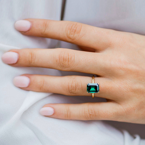 Lustre bijoux fiançailles moissanite 10/14k émeraude taille <span class=keywords><strong>solitaire</strong></span> 18k bagues bijoux femmes <span class=keywords><strong>diamant</strong></span> or véritable - Product Image 6