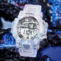 Montre numérique lumineuse sportive multifonctionnelle unisexe avec bracelet transparent coloré unique, idéale pour les femmes et les hommes – Cadeau très prisé