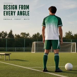 Set Completo Divisa da Calcio <span class=keywords><strong>Verde</strong></span> <span class=keywords><strong>Smeraldo</strong></span> Geometrica all'Ingrosso, <span class=keywords><strong>Maglia</strong></span> e Pantaloncini in Poliestere ad Asciugatura Rapida per Uomo, Kit per Partite di Squadra - Product Image 3