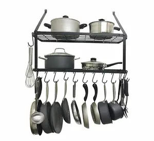 KỆ BÀY Chảo Kim Loại Treo Tường 2 Tầng, Giá Để Bát Đĩa Cho Nhà Bếp - Product Image 1