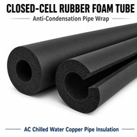 Isolation de tuyaux en mousse de caoutchouc à cellules fermées NBR/PVC, résistante au feu, résistante à l'eau, pour usage extérieur/entrepôt, anti-condensation
