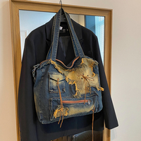 Sacs fourre-tout en denim rétro imperméables à la mode de grande capacité au design unique pour femmes, vente en gros et au détail