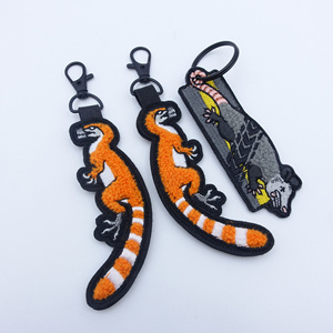 Porte-clés personnalisé Kawaii, mignon, en chenille brodée, broderie commémorative pour animaux de compagnie, chiot, anime, dinosaure, en forme d'animaux - Product Image 2