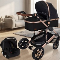 Poussette convertible quatre roues avec fonctions assise et couchée, légère, pliable, haute vue, 3-en-1
