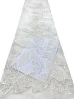 Tissu en dentelle à paillettes 100% polyester de haute qualité avec motif floral, style élégant et luxueux pour robes de mariée