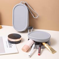 Pochette cosmétique en silicone imperméable avec fermeture éclair, petite pochette de voyage pour femmes et filles, organiseur de maquillage, rangement pour articles de toilette