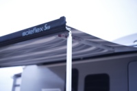 Auvent de camping-car extérieur en aluminium à cassette complète, manuel, étanche, monté latéralement, points gris/vagues grises