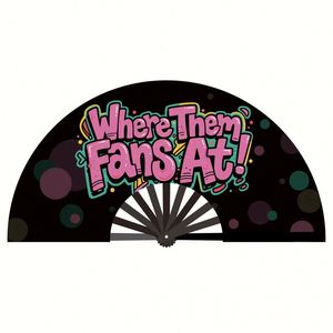 Abanico de Bambú de Poliéster Satinado de 33 cm con Logotipo Personalizado, Diseño de Amor Pintado, Arcoíris, Orgullo Gay - Product Image 1