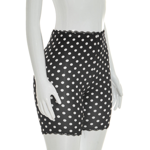 Viviblook J26PT115 Pantalones cortos de verano para mujer, nuevos pantalones cortos ajustados con estampado de lunares y encaje, pantalones cortos deportivos informales para yoga para mujer - Product Image 4