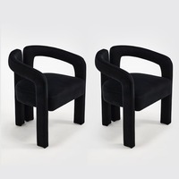 Ensemble de 2 chaises de salle à manger modernes en velours, chaise d'appoint rembourrée de style Mid-Century Modern
