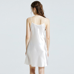 Camisón Sexy de Seda y Satén para Mujer, sin Mangas, con Cuello en V, Talla Grande, Ropa de Dormir - Product Image 3