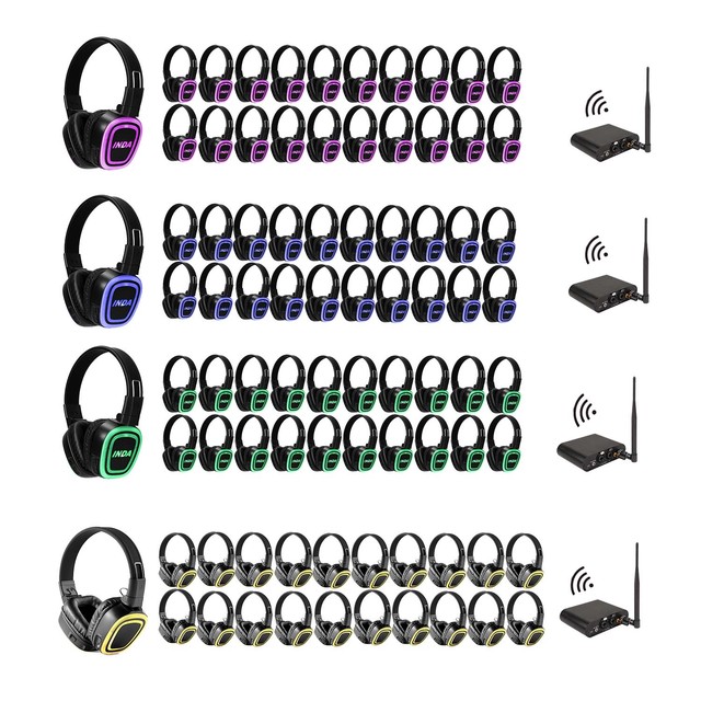 Top Factory Quality 4 Channels Silent Disco System Custom for Dance Party Convention Outdoor Cinema 500 Meters Control Range