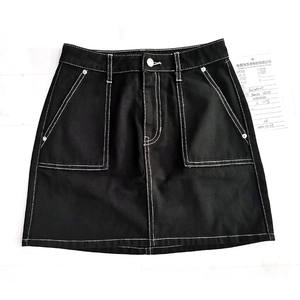 Venta al por mayor personalizado mujeres negro Denim faldas una línea mini faldas verano Casual Falda corta Jeans moda Streetwear - Product Image 1