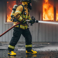 Bottes de sécurité pour pompiers, anti-perforation et imperméables, en caoutchouc avec embout en acier, fournisseur de bottes de lutte contre l'incendie