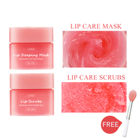 Masker Bibir Organik Private Label Aloe Vera Perawatan Hidrasi & Perbaikan 2-in-1 Scrub Bibir Vegan Rasa Buah Pengelupas Kulit Mati