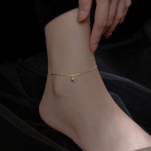 Mode ronde perle chaîne breloque cheville plaqué or 925 argent Sterling bijoux fins bracelets de cheville pour les femmes - Product Image 2