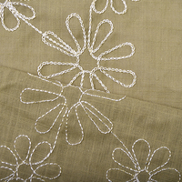 Tissu en coton biologique 100% ODM/OEM, effet lin, motif floral brodé, pour robe de femme, vêtements, pantalons pour garçons et filles