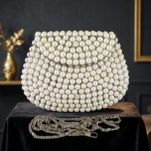 Bolso de mano vintage con borlas, hecho a mano, con cuentas metálicas, para mujer, de lujo, para cenas y fiestas, con cierre de cordón, de alta calidad - Product Image 1