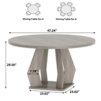Ensemble de table à manger ronde de luxe, finition gris clair, avec chaises, style minimaliste nordique, design pour cuisine et salon