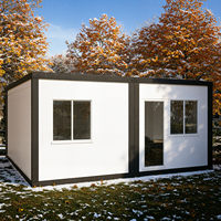 Maison conteneur pliable en bois pour hébergement sur chantier, entièrement meublée avec salle de bain et cuisine