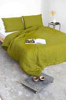 Parure de lit en coton 100% 300 fils, vert mousse délavé, avec 2 taies d'oreiller, antistatique, antibactérienne, pour la maison et l'hôtel